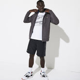 Mens SPORT Full-Zip Fleece Hoodie | Lacoste Grey Chine / Navy Blue • 5Ny