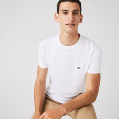 Mens Crew Neck Pima Cotton T-Shirt | Lacoste White • 001