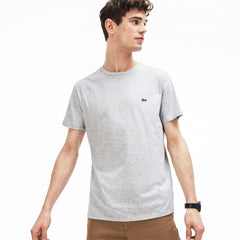 Mens Crew Neck Pima Cotton T-Shirt | Lacoste Grey Chine • Cca