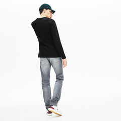 Mens Crew Neck Pima Cotton Jersey T-shirt | Lacoste Black • 031