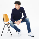 Mens Crew Neck Pima Cotton Jersey T-shirt | Lacoste Navy Blue • 166