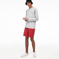 Mens Crew Neck Pima Cotton Jersey T-shirt | Lacoste Grey Chine • Cca