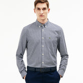 Mens Regular Fit Mini Check Poplin Shirt | Lacoste Navy Blue / White • 525