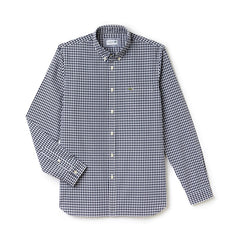 Mens Regular Fit Mini Check Poplin Shirt | Lacoste Navy Blue / White • 525