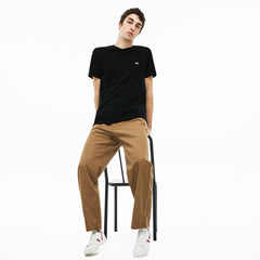 Mens Regular Fit Pima Cotton Henley T-shirt | Lacoste Black • 031