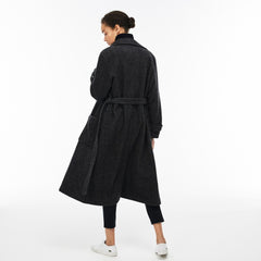 Womens Wo Long Belted Tweed Coat | Lacoste Grey • T35