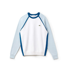 Mens Made in France Crew Neck Sweater | Lacoste White / Light Blue / Blue • Le0