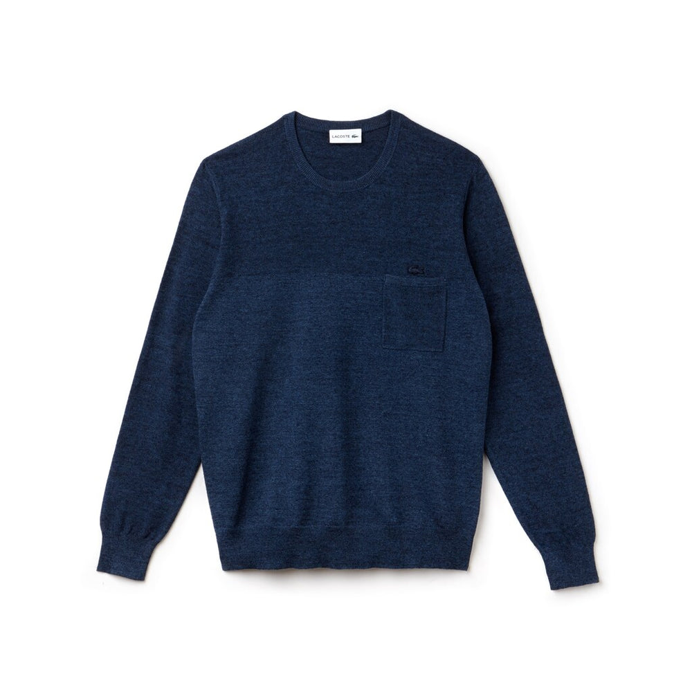 Mens Cotton And Linen Knit Sweater | Lacoste Blue Chine • Ruq
