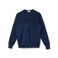 Mens Cotton And Linen Knit Sweater | Lacoste Blue Chine • Ruq