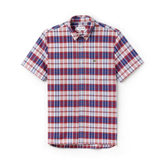 Mens Regular Fit Check Oxford Shirt | Lacoste Red • Prl