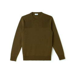 Mens Crew Neck Technical Knit Sweater | Lacoste Beige • E8E