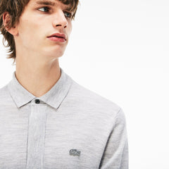 Mens Wool Jersey Sweater | Lacoste Grey • Esv