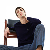 Mens Caviar Piqué Accent Sweater | Lacoste Navy Blue / White / Navy Blue • M65