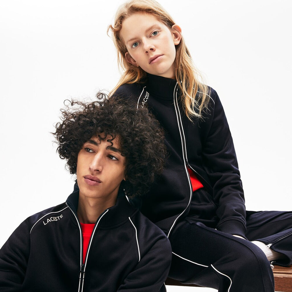 Mens Unisex LIVE Signature Knit Zip Sweatshirt | Lacoste Blue • Ftj