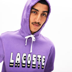 Mens Hooded 3D-Lettering Cotton Blend Fleece Sweatshirt | Lacoste Purple • 5Cl