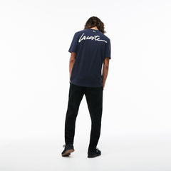 Mens LIVE Crew Neck Signature Jersey T-shirt | Lacoste Blue / White • Gzy