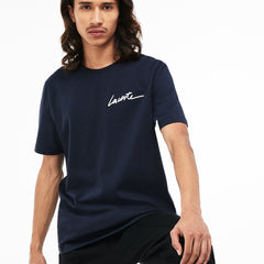 Mens LIVE Crew Neck Signature Jersey T-shirt | Lacoste Blue / White • Gzy