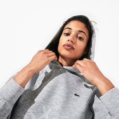 Womens Wo SPORT Printed Fleece Tennis Sweatshirt | Lacoste Grey Chine • Cca