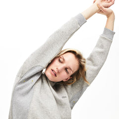 Womens Wo Ribbed-Panel Two-Tone Sweatshirt | Lacoste Grey Chine • Cca
