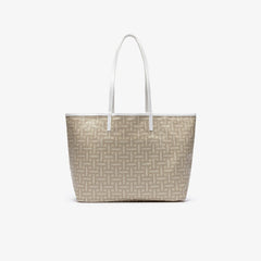 Womens Wo Monogram Coated Cotton Canvas Tote Bag | Lacoste Lacoste Beige • C11
