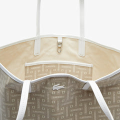 Womens Wo Monogram Coated Cotton Canvas Tote Bag | Lacoste Lacoste Beige • C11