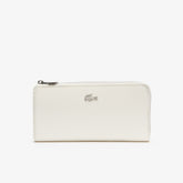 Womens Wo Daily Classic Coated Canvas 10 Card Zip Wallet | Lacoste Marshmallow • A56
