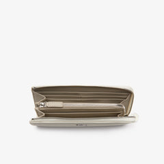 Womens Wo Daily Classic Coated Canvas 10 Card Zip Wallet | Lacoste Marshmallow • A56