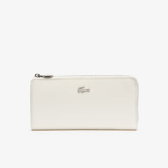 Womens Wo Daily Classic Coated Canvas 10 Card Zip Wallet | Lacoste Marshmallow • A56