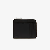 Mens Chantaco Matte Piqué Leather Zip 4 Card Holder | Lacoste Black • 000