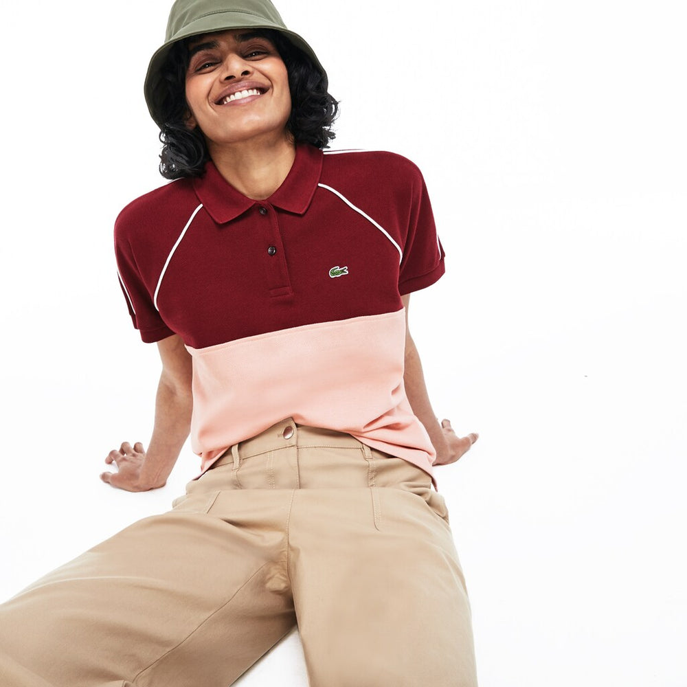 Womens Wo Slim Fit Petit Piqué Polo Shirt | Lacoste Bordeaux / Light Pink / White • 86B
