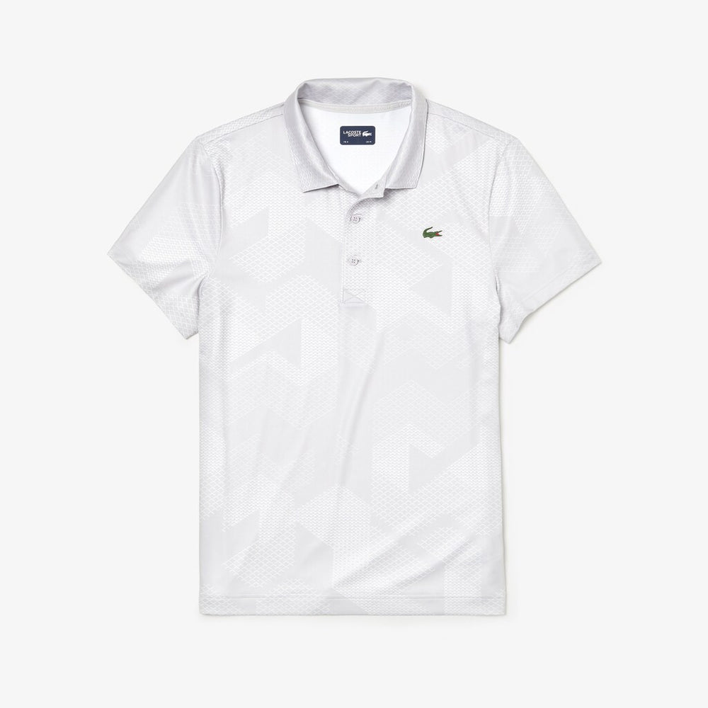 Mens SPORT Technical Stretch Jersey Golf Polo | Lacoste Light Grey / White • A2K