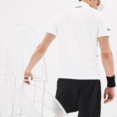 Mens SPORT Novak Djokovic Stretch Polo | Lacoste White / Black / Red • 9Uz