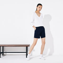 Womens Wo SPORT Gabardine Bermuda Shorts | Lacoste Navy Blue • 423