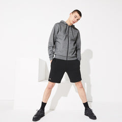 Mens SPORT Oversized Croc Zip Fleece Sweatshirt | Lacoste Grey Chine / Black / Dark Grey / Black • 5Qu