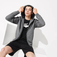 Mens SPORT Oversized Croc Zip Fleece Sweatshirt | Lacoste Grey Chine / Black / Dark Grey / Black • 5Qu