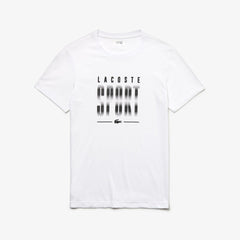 Mens SPORT Crew Neck Jersey Tennis T-shirt | Lacoste White / Black • Au8