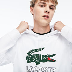Mens Hooded Fleece Sweatshirt | Lacoste White • 001