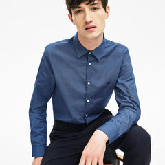 Mens Slim Fit Cotton Poplin Shirt | Lacoste Navy Blue • 166