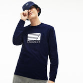 Mens Crew Neck Cotton T-shirt | Lacoste Navy Blue / White • 525