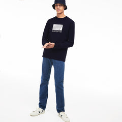 Mens Crew Neck Cotton T-shirt | Lacoste Navy Blue / White • 525