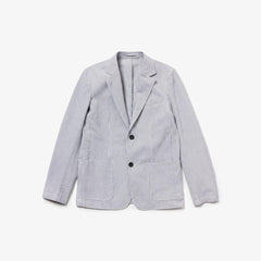 Mens Slim Fit Stretch Cotton Blazer | Lacoste Navy Blue / White • 525
