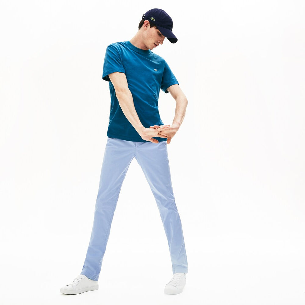 Mens Slim Fit Stretch Cotton Pants | Lacoste Light Blue • Aey