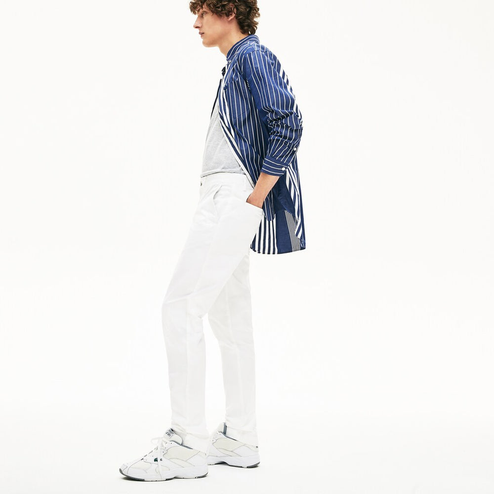 Mens Slim Fit Stretch Gabardine Chino Pants | Lacoste White • 001