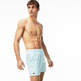Mens Lightweight Cotton Swim Trunks With Pockets | Lacoste White / Blue • 7Jq