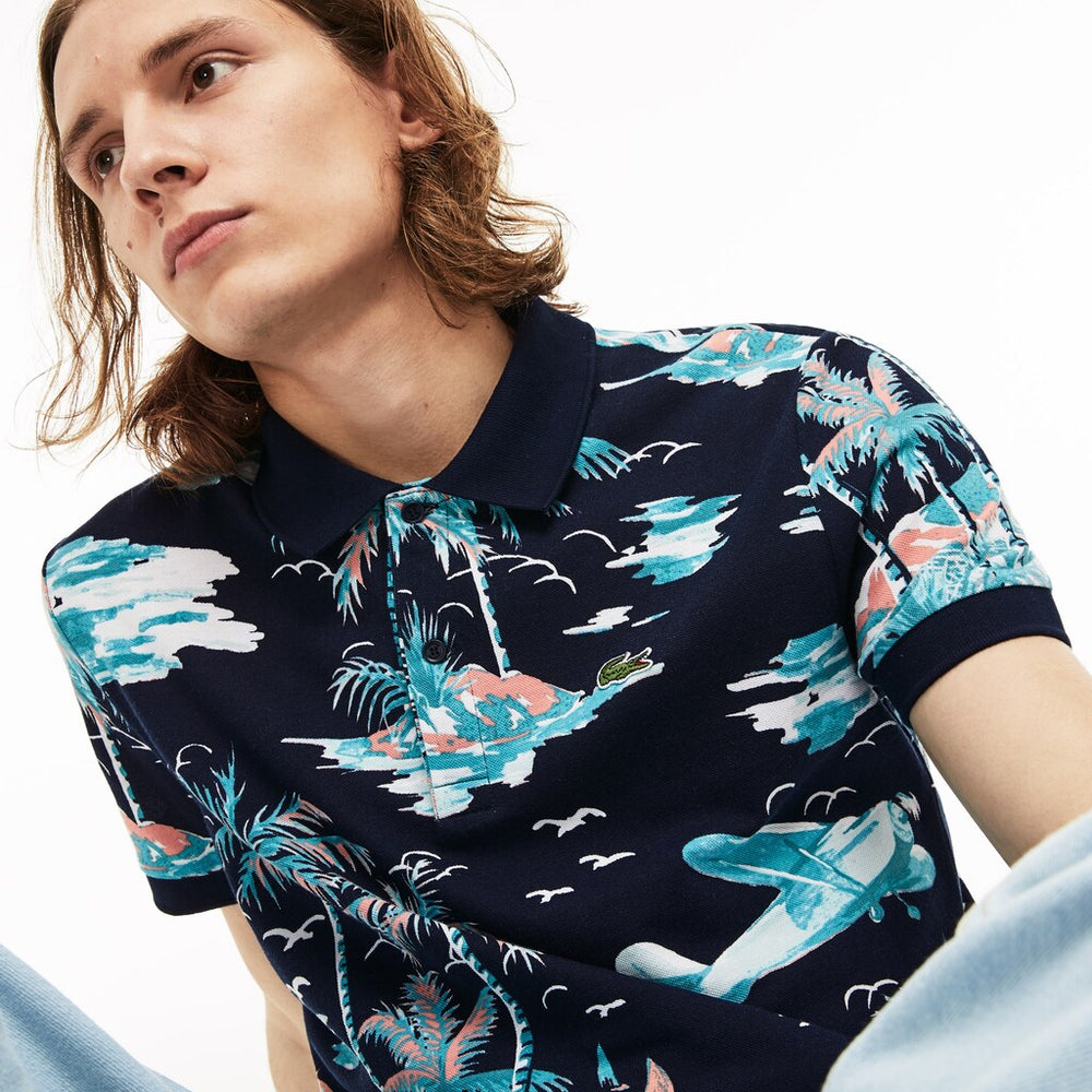 Mens Regular Fit Cotton Mini Piqué Polo | Lacoste Navy Blue / White • Qrn
