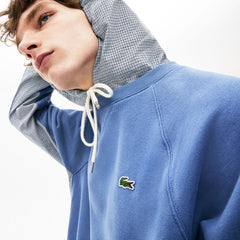 Mens Paneled Print-Blocked Hooded Sweatshirt | Lacoste Blue / White • 4Mx