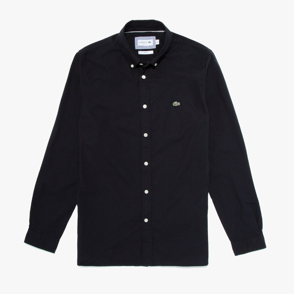 Mens Slim Fit Stretch Cotton Poplin Shirt | Lacoste Black • 031