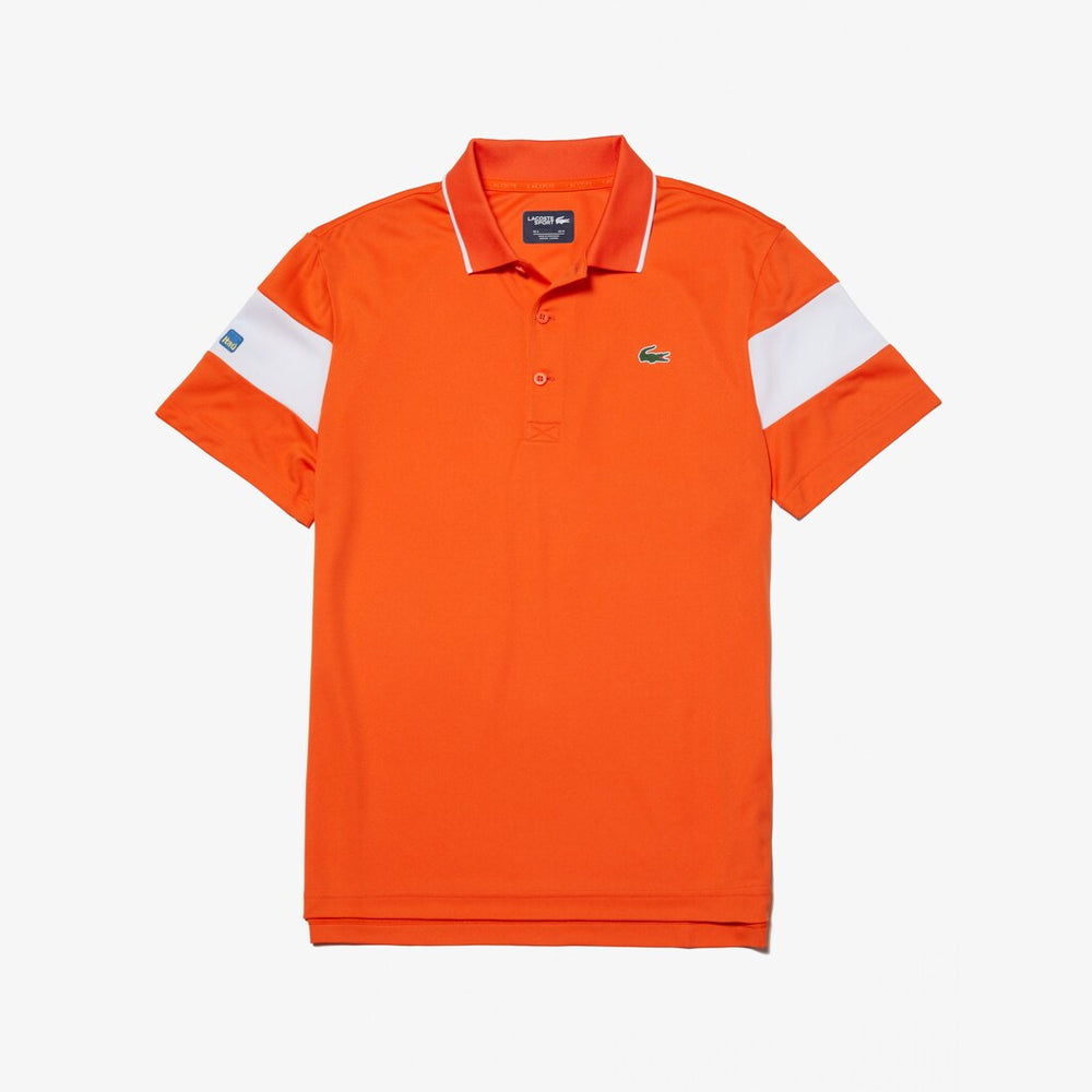 Mens SPORT Miami Open Edition Bands Technical Piqué Polo | Lacoste Orange / White • 2Rz