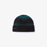Mens Wo Striped Wool Jersey Beanie | Lacoste Black / Navy Blue / Green • 3Ra