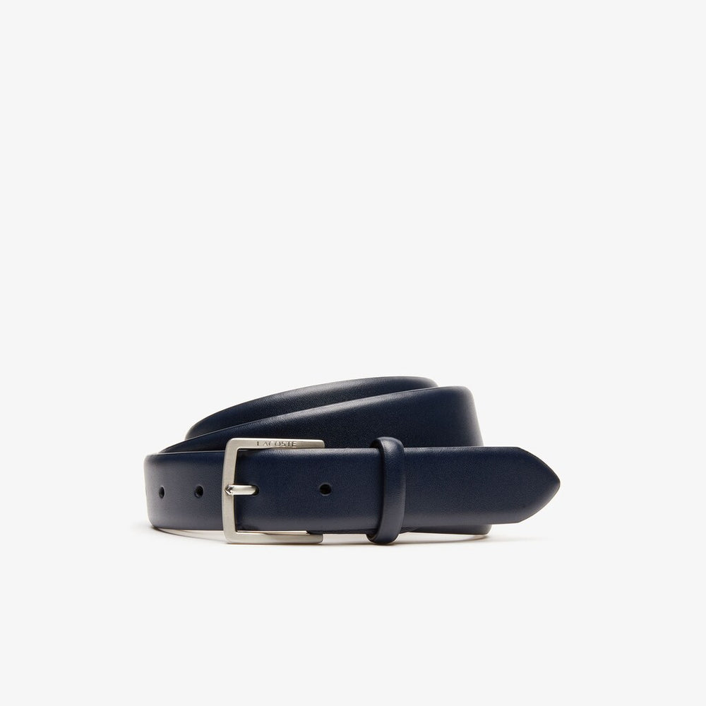 Mens Engraved-Buckle Leather Belt | Lacoste Dark Sapphire • B88